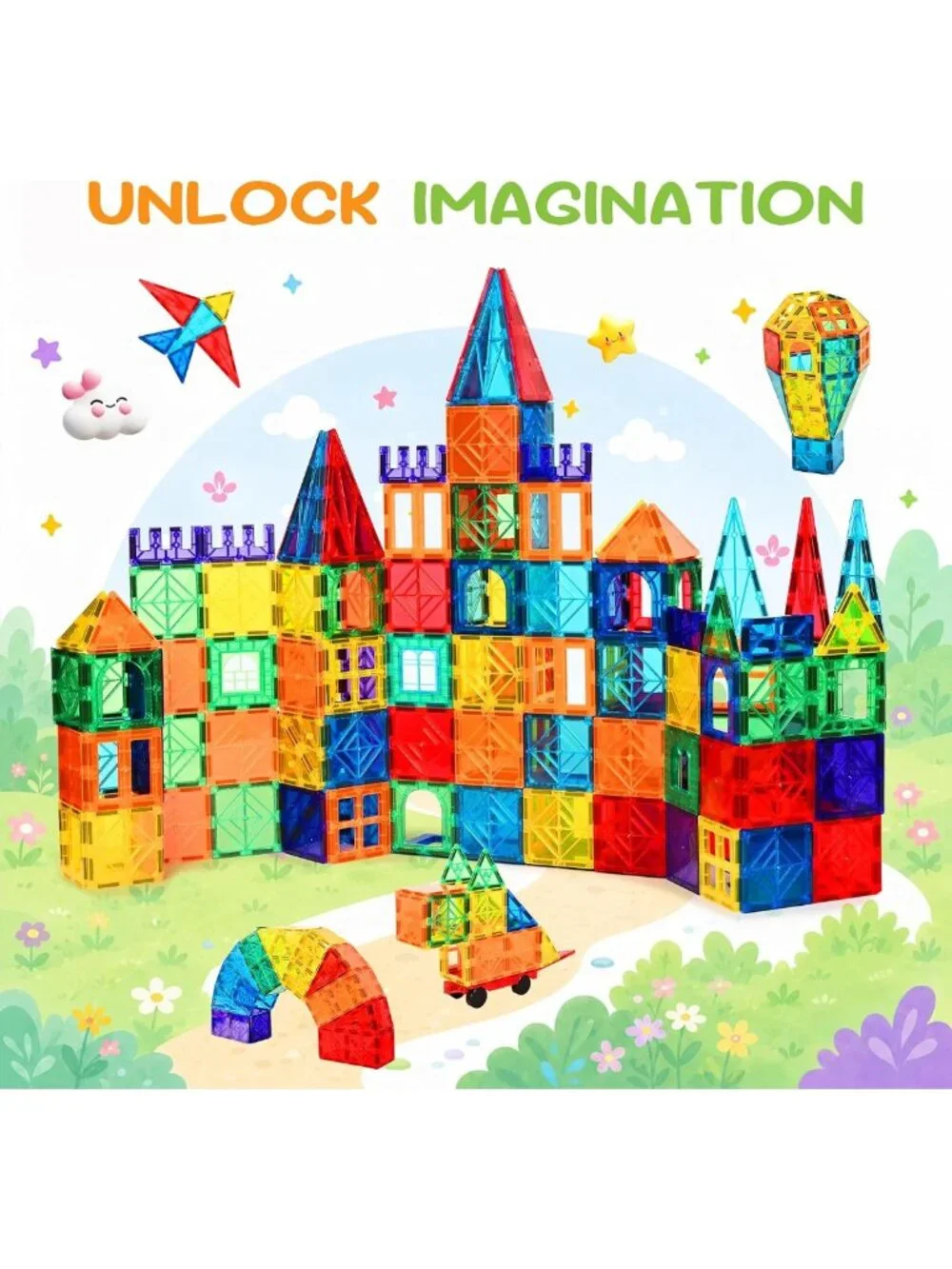 100 Pcs Magnetic Building Blocks Set - 3D Educational Construction Toys for Kids